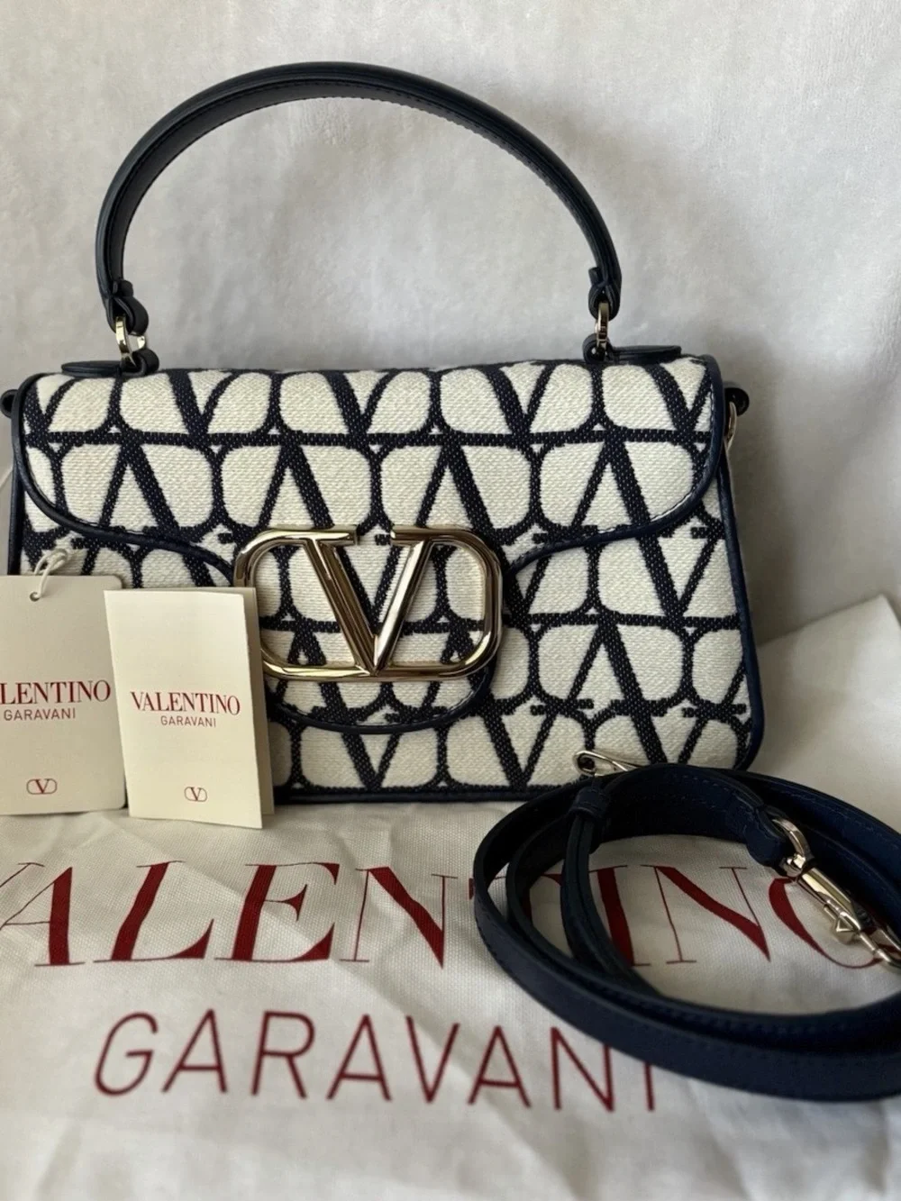 NWT Valentino Iconographe V Logo Boston Top Handle Bag